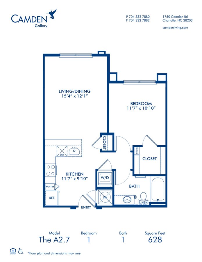 1 Bedroom 1 Bathroom Apartment for rent at Camden Gallery in Charlotte, NC