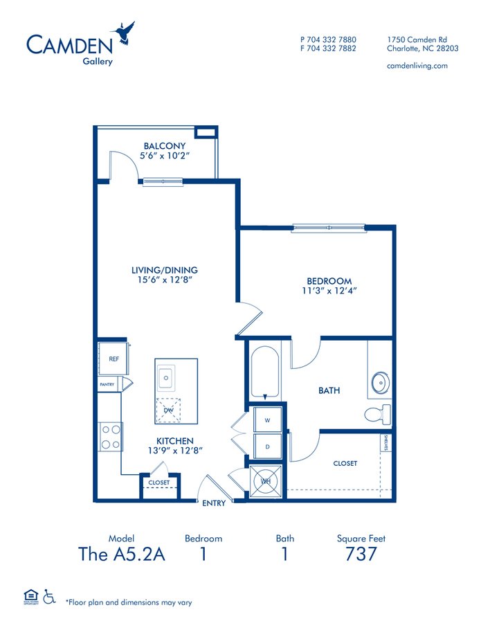 1 Bedroom 1 Bathroom Apartment for rent at Camden Gallery in Charlotte, NC
