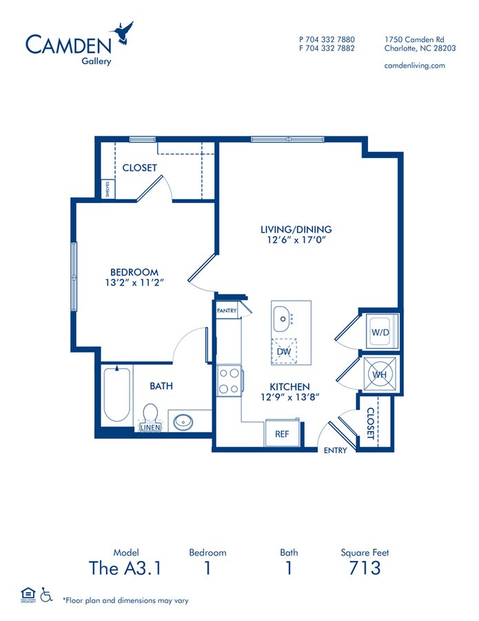 1 Bedroom 1 Bathroom Apartment for rent at Camden Gallery in Charlotte, NC