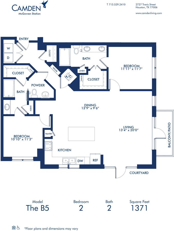 2 Bedrooms 2 Bathrooms Apartment for rent at Camden McGowen Station in Houston, TX