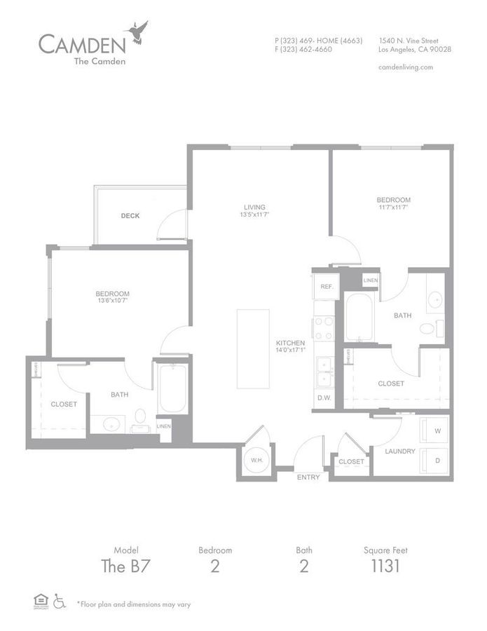 2 Bedrooms 2 Bathrooms Apartment for rent at The Camden in Hollywood, CA