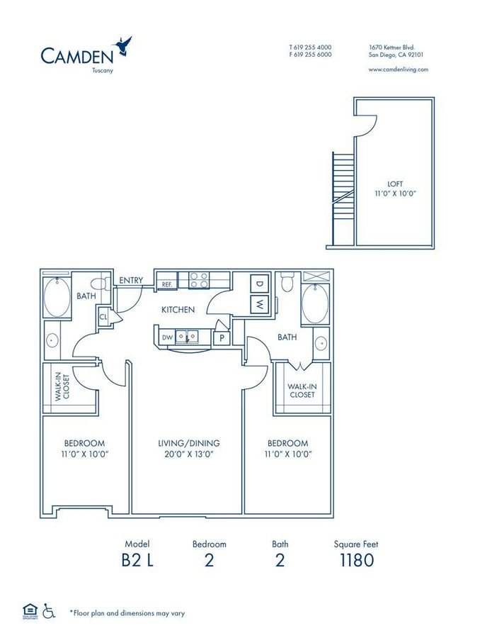2 Bedrooms 2 Bathrooms Apartment for rent at Camden Tuscany in San Diego, CA