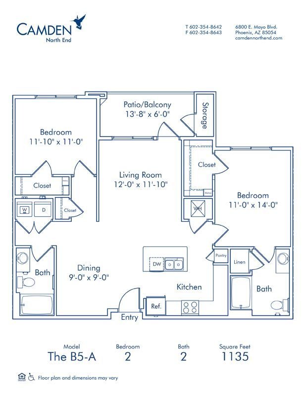 2 Bedrooms 2 Bathrooms Apartment for rent at Camden North End in Phoenix, AZ