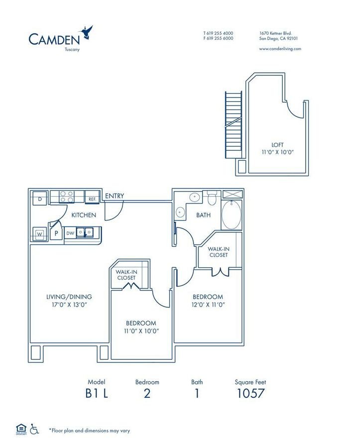 2 Bedrooms 1 Bathroom Apartment for rent at Camden Tuscany in San Diego, CA