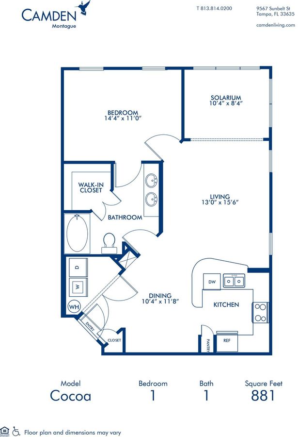 1 Bedroom 1 Bathroom Apartment for rent at Camden Montague in Tampa, FL