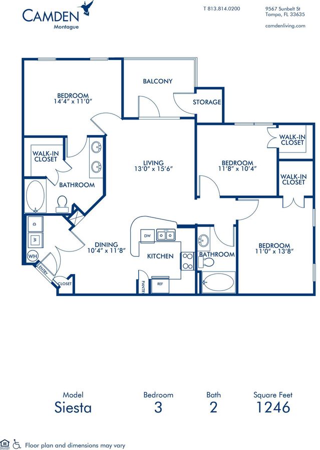 3 Bedrooms 2 Bathrooms Apartment for rent at Camden Montague in Tampa, FL