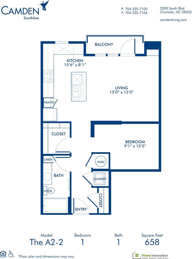 Studio 1 Bathroom Apartment for rent at Camden Southline in Charlotte, NC