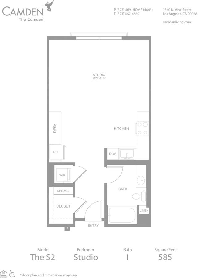 Studio 1 Bathroom Apartment for rent at The Camden in Hollywood, CA