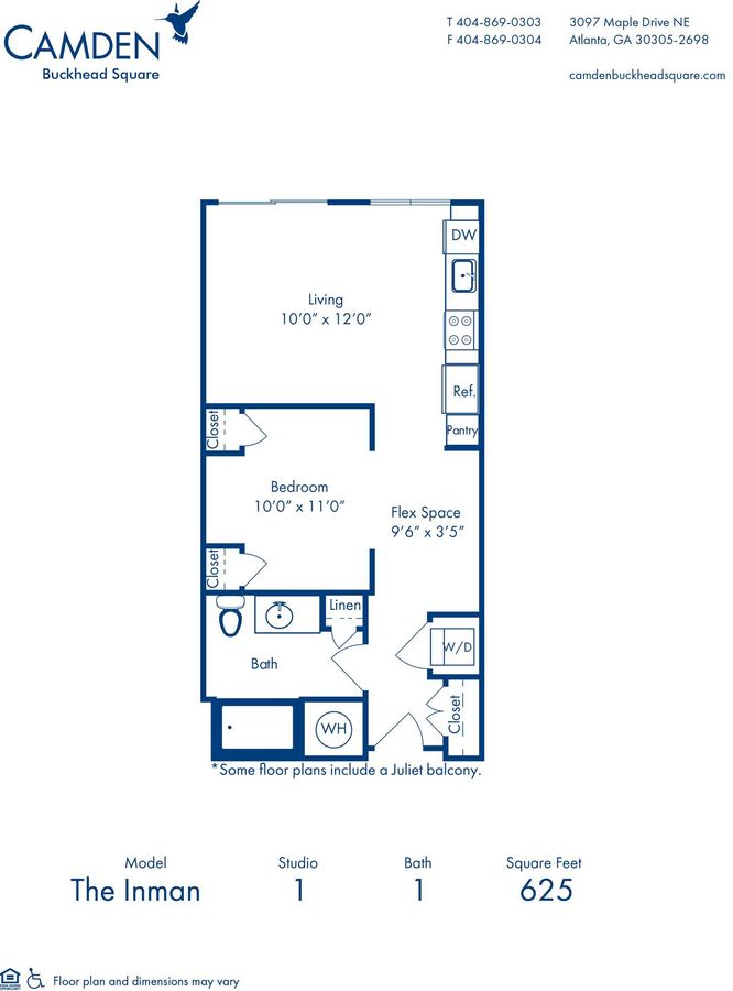 Studio 1 Bathroom Apartment for rent at Camden Buckhead Square in Atlanta, GA