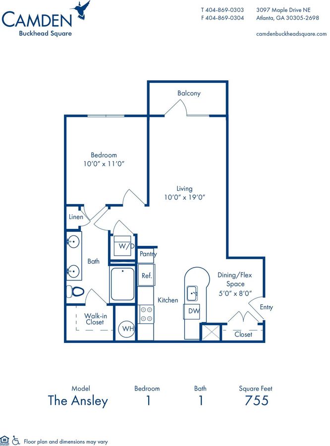 1 Bedroom 1 Bathroom Apartment for rent at Camden Buckhead Square in Atlanta, GA