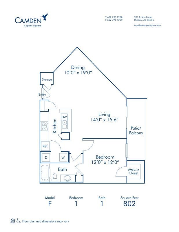 1 Bedroom 1 Bathroom Apartment for rent at Camden Copper Square in Phoenix, AZ