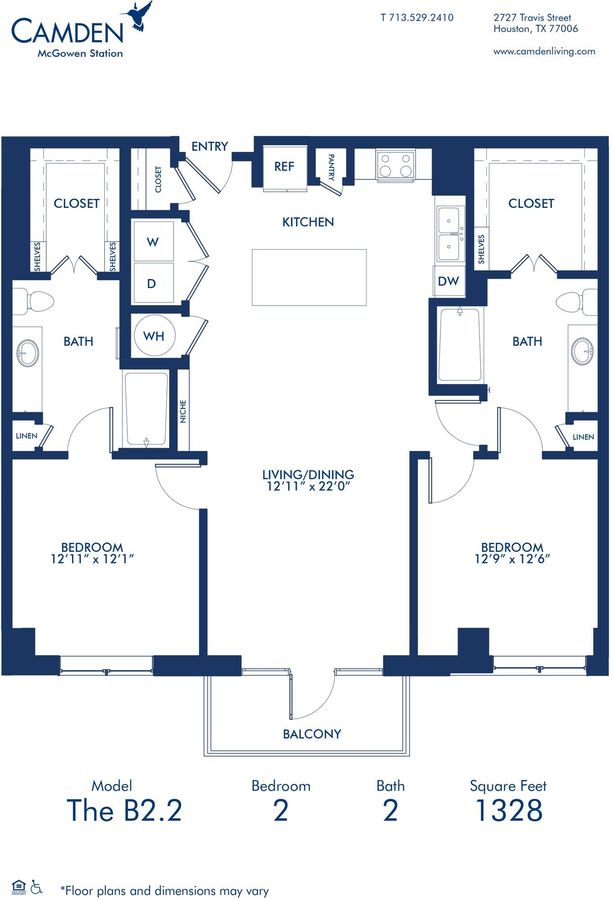 2 Bedrooms 2 Bathrooms Apartment for rent at Camden McGowen Station in Houston, TX