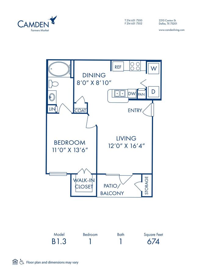 1 Bedroom 1 Bathroom Apartment for rent at Camden Farmers Market in Dallas, TX