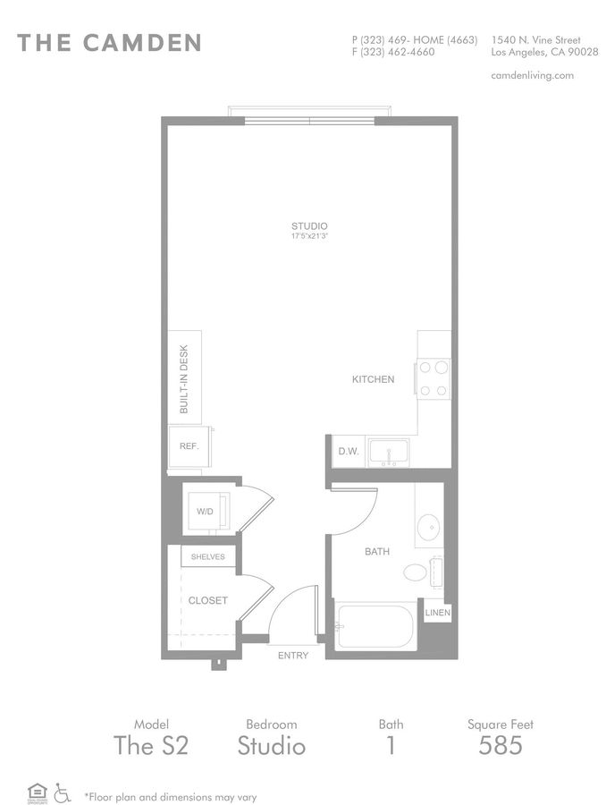 Studio 1 Bathroom Apartment for rent at The Camden in Hollywood, CA