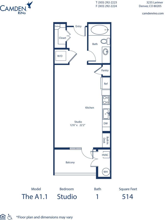 Studio 1 Bathroom Apartment for rent at Camden RiNo in Denver, CO