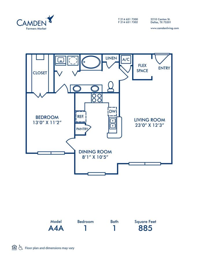 1 Bedroom 1 Bathroom Apartment for rent at Camden Farmers Market in Dallas, TX