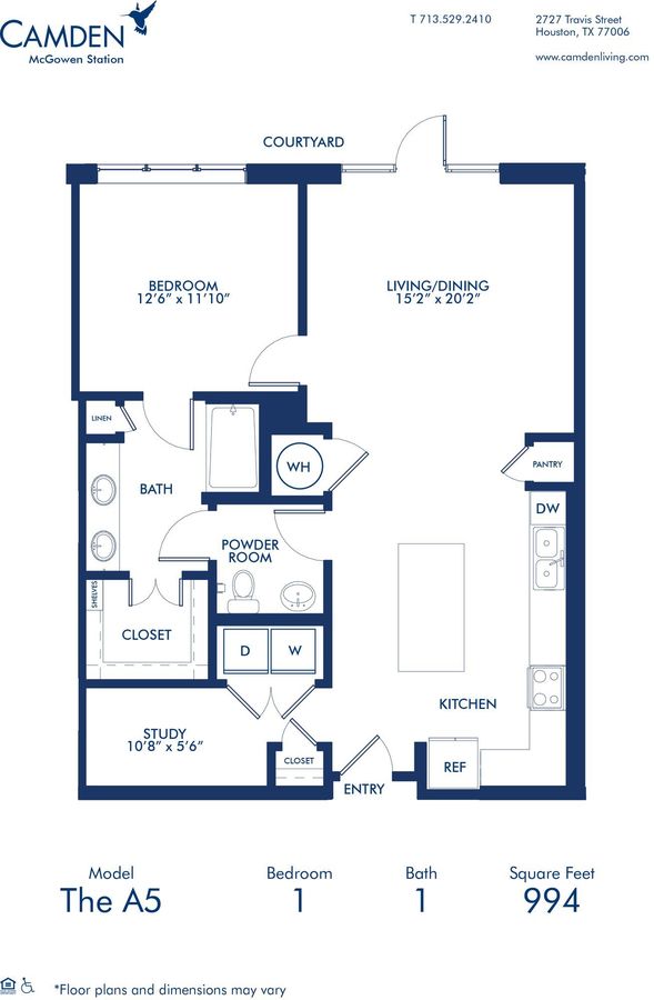 1 Bedroom 1 Bathroom Apartment for rent at Camden McGowen Station in Houston, TX
