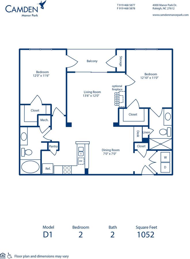2 Bedrooms 2 Bathrooms Apartment for rent at Camden Manor Park in Raleigh, NC