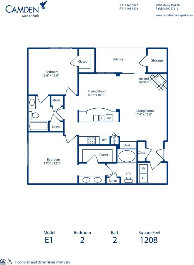 2 Bedrooms 2 Bathrooms Apartment for rent at Camden Manor Park in Raleigh, NC