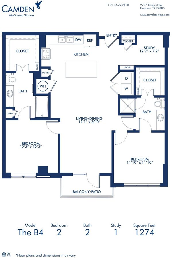 2 Bedrooms 2 Bathrooms Apartment for rent at Camden McGowen Station in Houston, TX