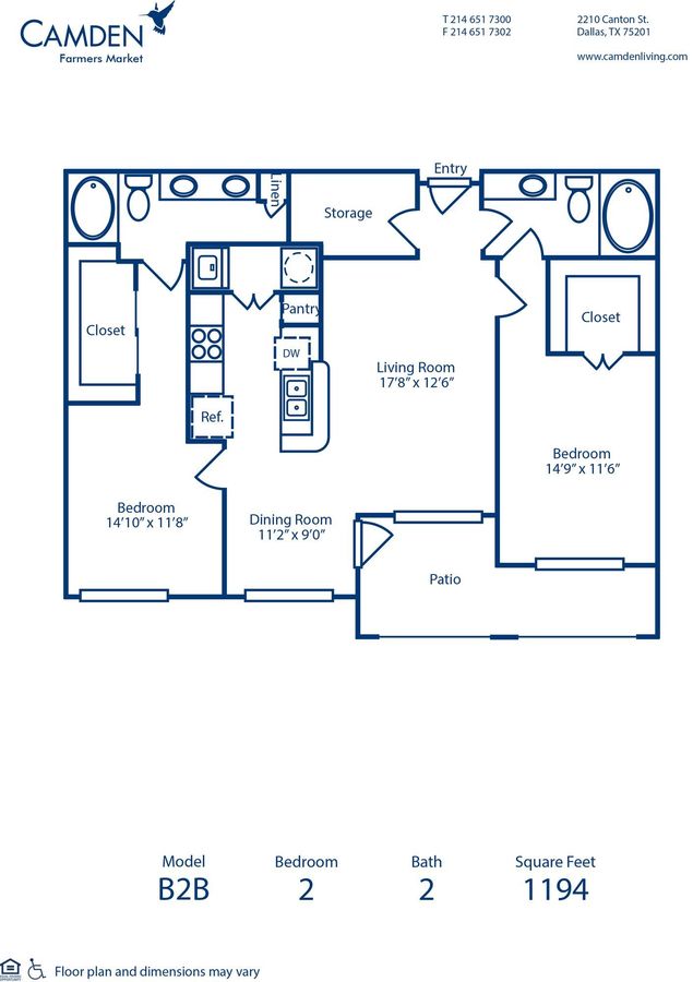 2 Bedrooms 2 Bathrooms Apartment for rent at Camden Farmers Market in Dallas, TX