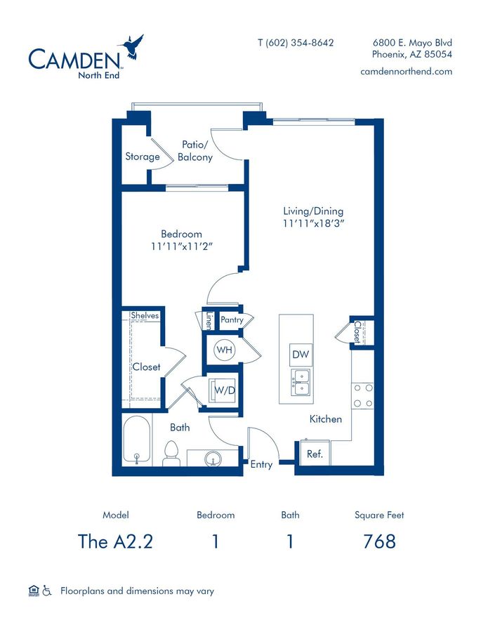 1 Bedroom 1 Bathroom Apartment for rent at Camden North End in Phoenix, AZ