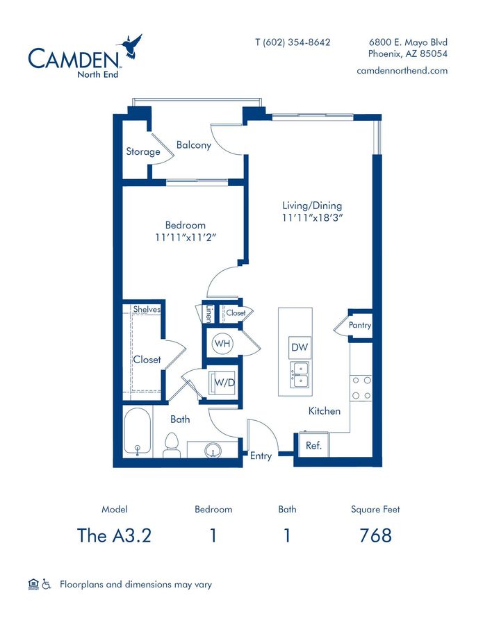 1 Bedroom 1 Bathroom Apartment for rent at Camden North End in Phoenix, AZ