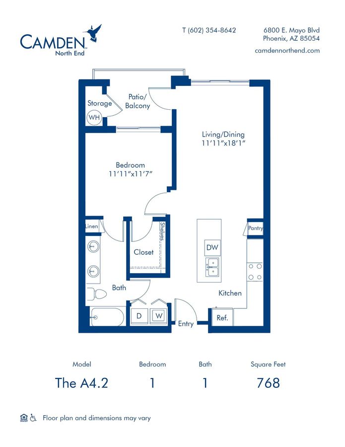 1 Bedroom 1 Bathroom Apartment for rent at Camden North End in Phoenix, AZ