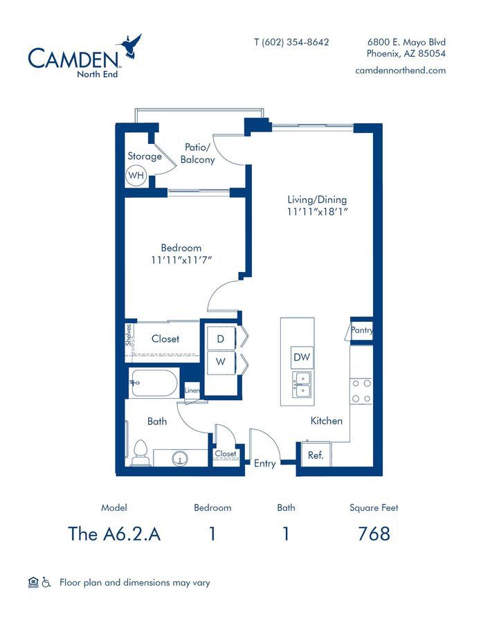 1 Bedroom 1 Bathroom Apartment for rent at Camden North End in Phoenix, AZ