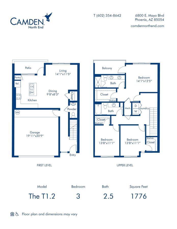 3 Bedrooms 2 Bathrooms Apartment for rent at Camden North End in Phoenix, AZ