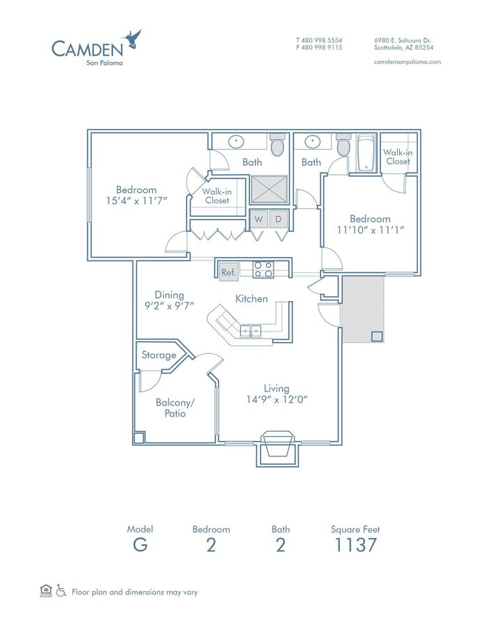 2 Bedrooms 2 Bathrooms Apartment for rent at Camden San Paloma in Scottsdale, AZ