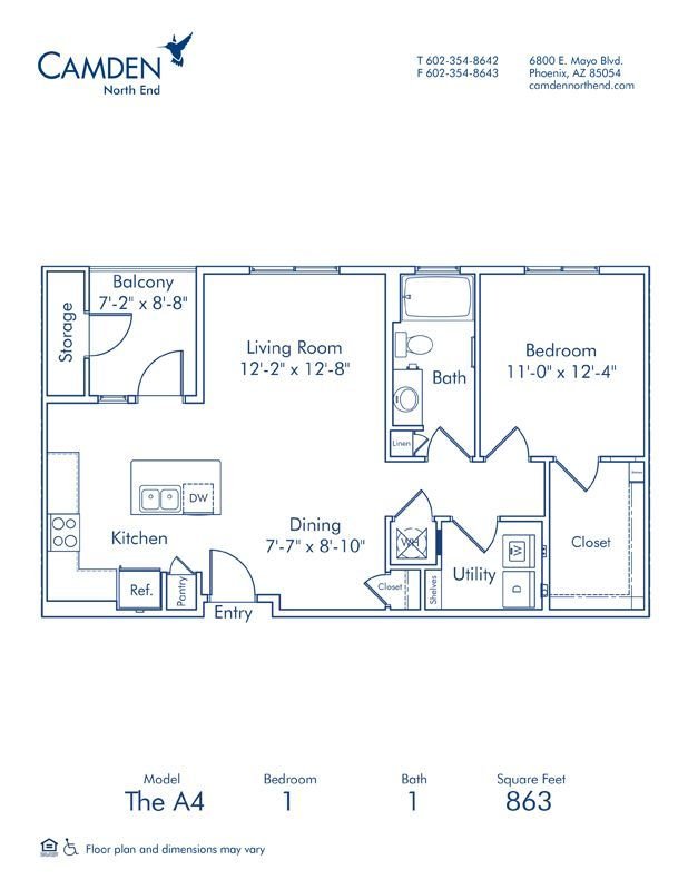 1 Bedroom 1 Bathroom Apartment for rent at Camden North End in Phoenix, AZ