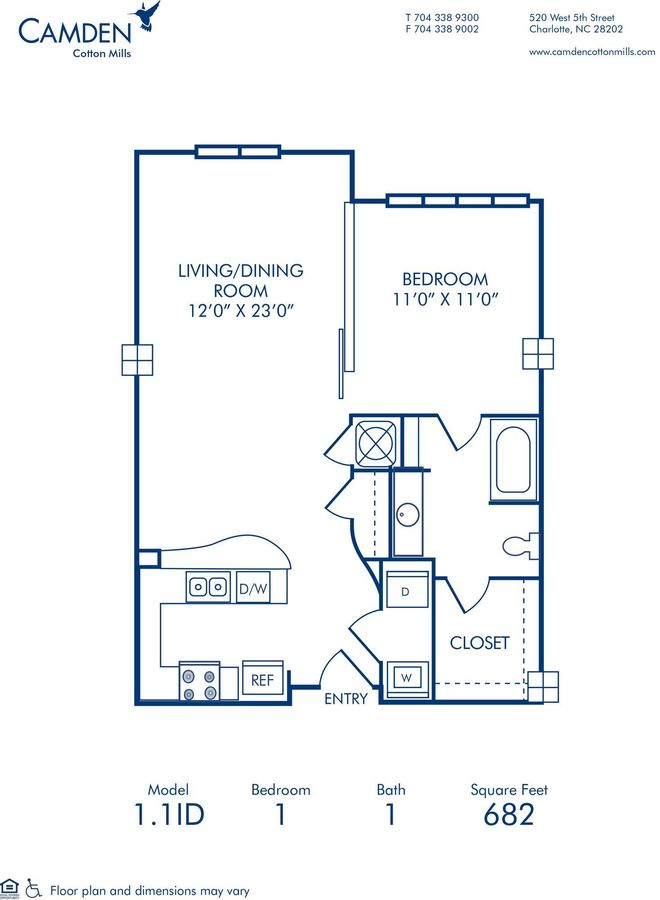 1 Bedroom 1 Bathroom Apartment for rent at Camden Cotton Mills in Charlotte, NC