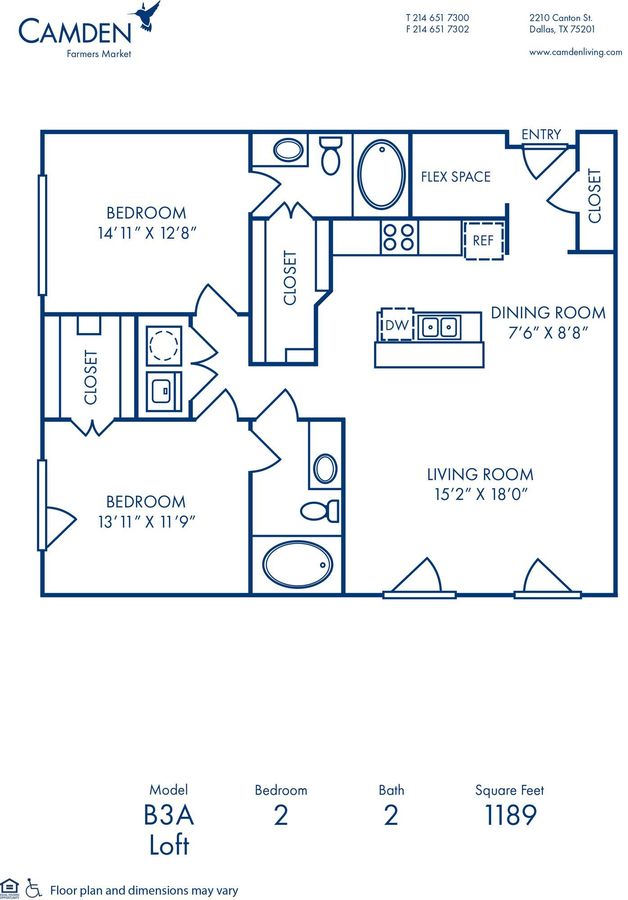 2 Bedrooms 2 Bathrooms Apartment for rent at Camden Farmers Market in Dallas, TX