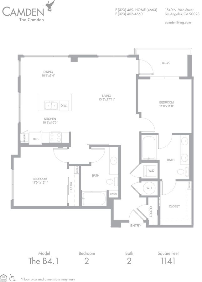 2 Bedrooms 2 Bathrooms Apartment for rent at The Camden in Hollywood, CA