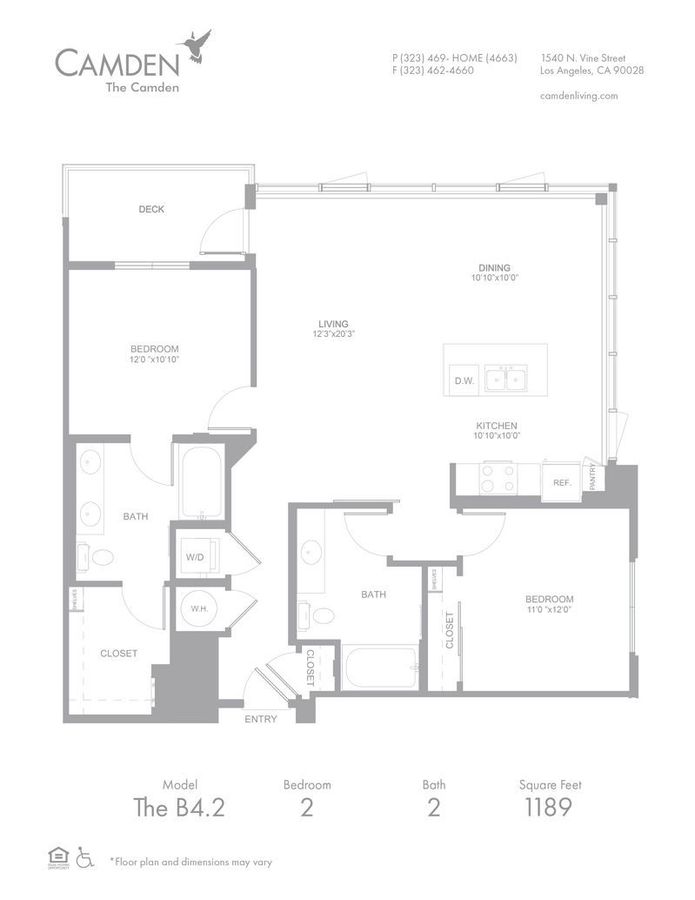 2 Bedrooms 2 Bathrooms Apartment for rent at The Camden in Hollywood, CA