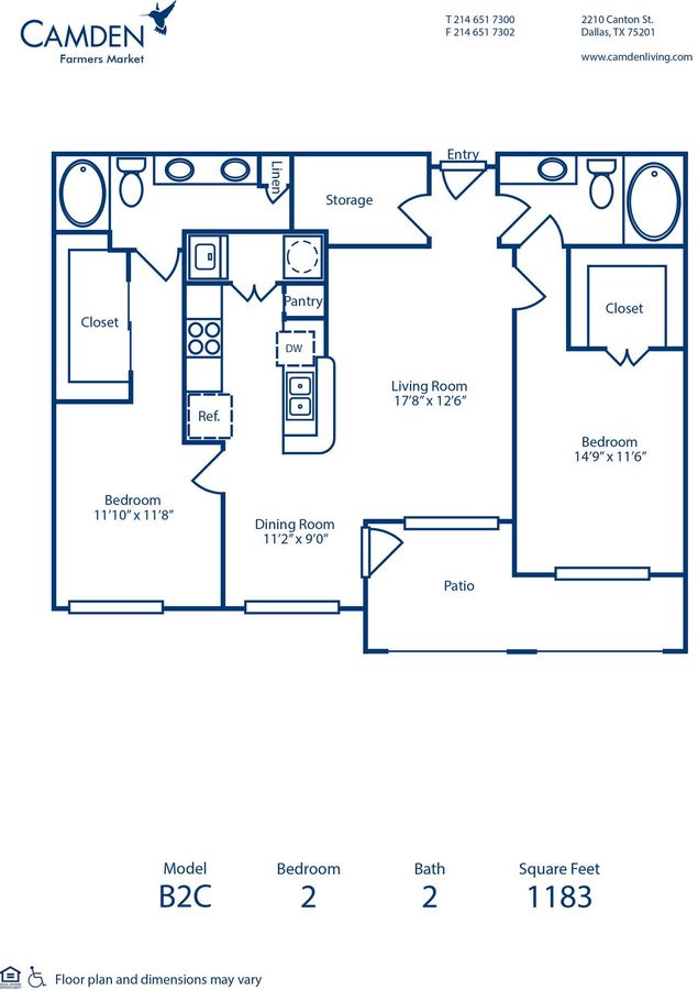 2 Bedrooms 2 Bathrooms Apartment for rent at Camden Farmers Market in Dallas, TX