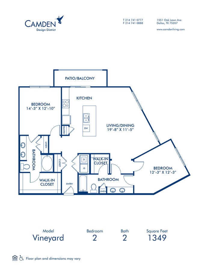 2 Bedrooms 2 Bathrooms Apartment for rent at Camden Design District in Dallas, TX