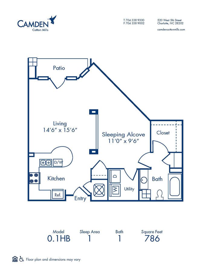 Studio 1 Bathroom Apartment for rent at Camden Cotton Mills in Charlotte, NC