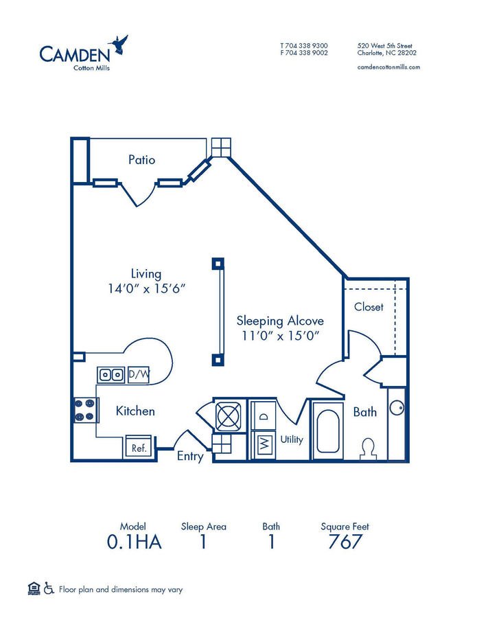 Studio 1 Bathroom Apartment for rent at Camden Cotton Mills in Charlotte, NC