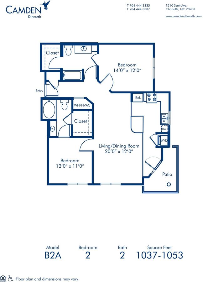 2 Bedrooms 2 Bathrooms Apartment for rent at Camden Dilworth in Charlotte, NC