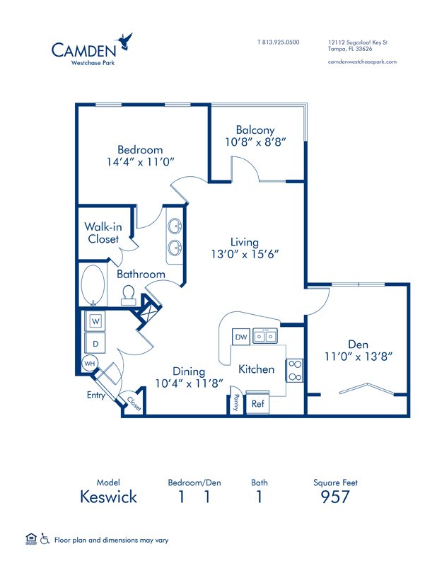 1 Bedroom 1 Bathroom Apartment for rent at Camden Westchase Park in Tampa, FL