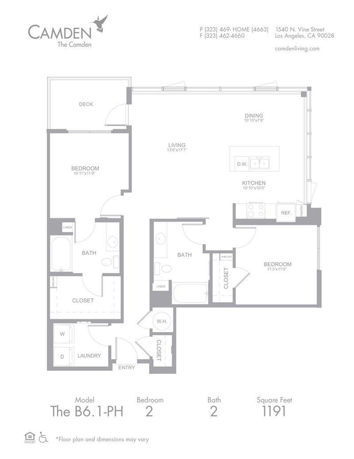 2 Bedrooms 2 Bathrooms Apartment for rent at The Camden in Hollywood, CA