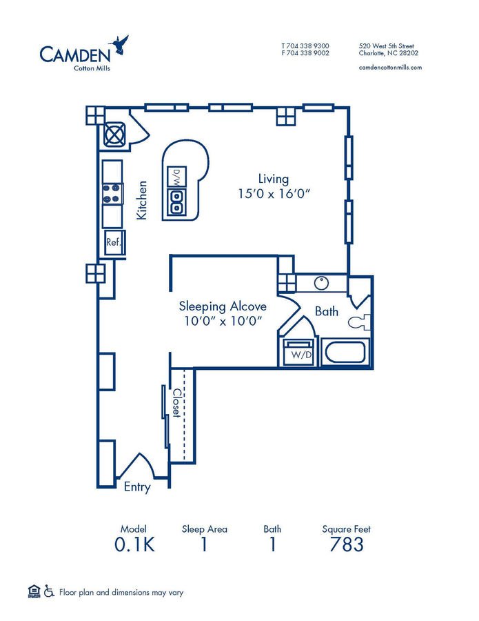Studio 1 Bathroom Apartment for rent at Camden Cotton Mills in Charlotte, NC