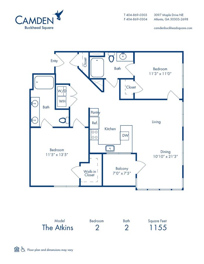 2 Bedrooms 2 Bathrooms Apartment for rent at Camden Buckhead Square in Atlanta, GA