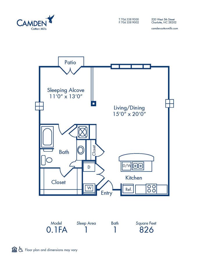 Studio 1 Bathroom Apartment for rent at Camden Cotton Mills in Charlotte, NC
