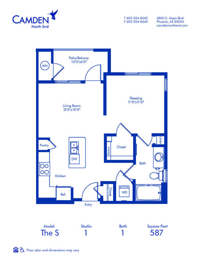 Studio 1 Bathroom Apartment for rent at Camden North End in Phoenix, AZ