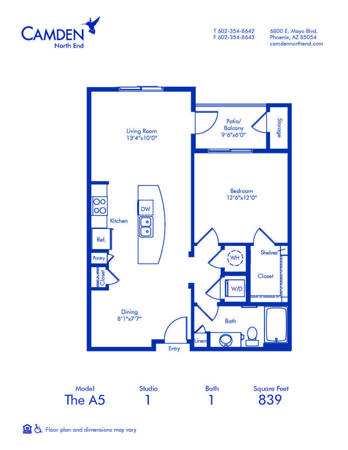 1 Bedroom 1 Bathroom Apartment for rent at Camden North End in Phoenix, AZ