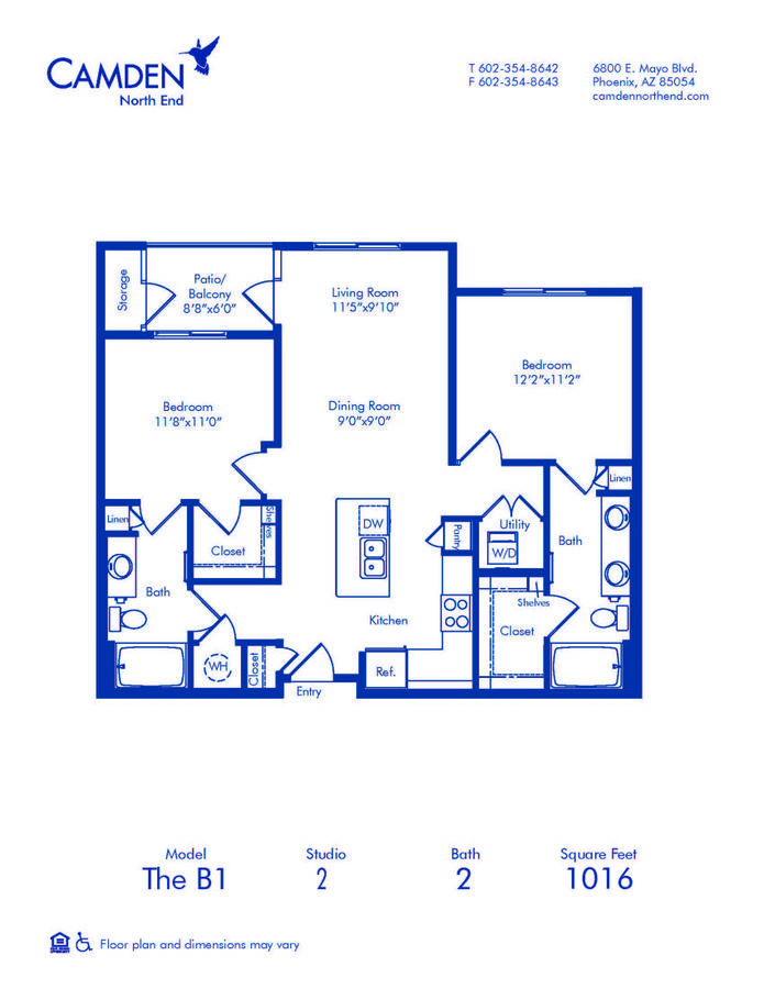 2 Bedrooms 2 Bathrooms Apartment for rent at Camden North End in Phoenix, AZ