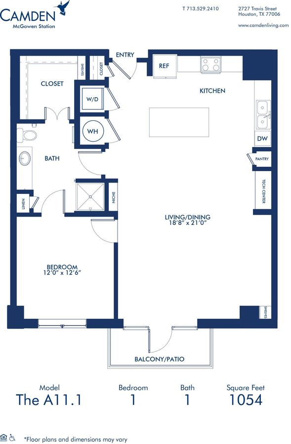 1 Bedroom 1 Bathroom Apartment for rent at Camden McGowen Station in Houston, TX